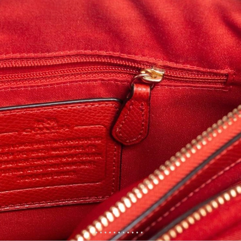 Coach Red Leather Satchel with Crossbody Strap - Picture 9 of 9